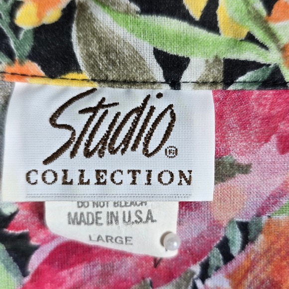 VTG Studio Collection Shirt Floral Print Button Down Women's Large Made in USA - Picture 3 of 9